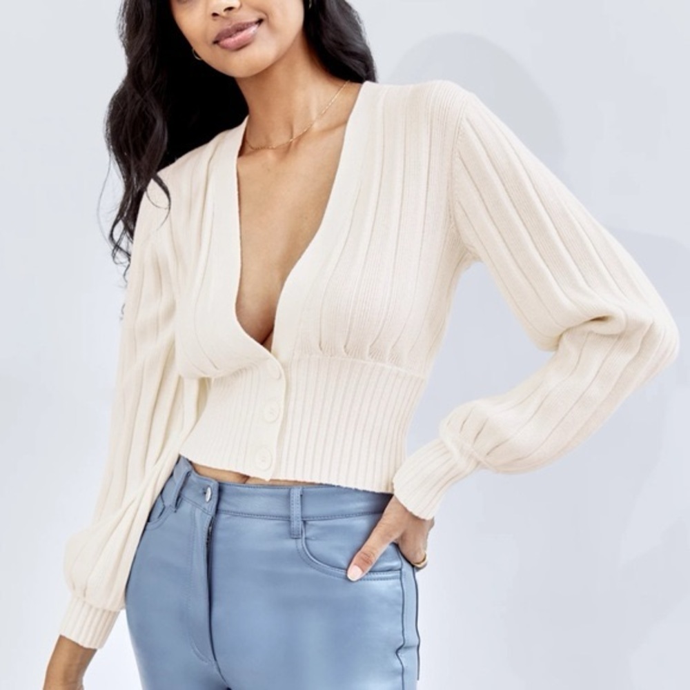 Aritzia Wilfred Plunge Front Sweater Oak Size XS